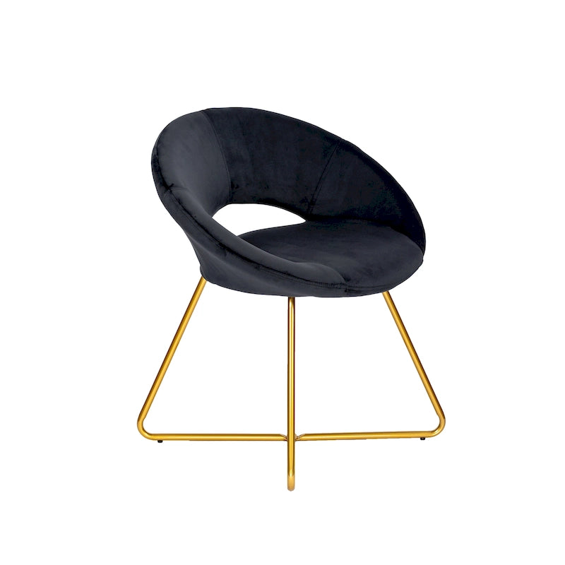 Sillón decorativo de descanso Porthos Home Reine, tapizado de terciopelo, patas doradas