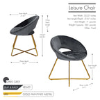 Porthos Home Reine Leisure Accent Chair, Velvet Upholstery, Gold Legs