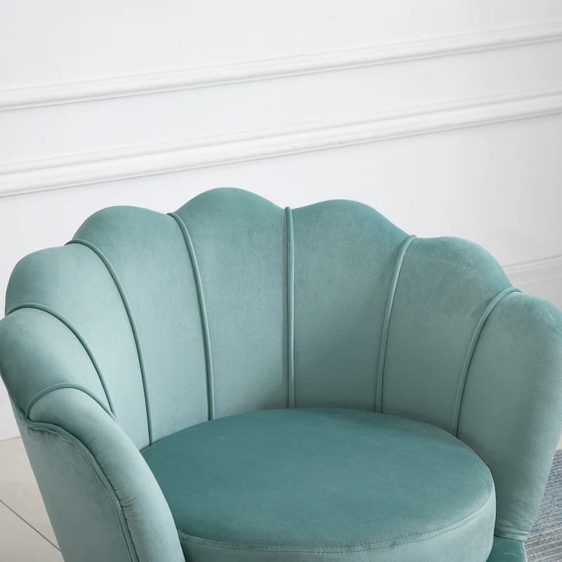 HOMCOM Eleganter Akzentstuhl aus Samtstoff/Freizeitsessel mit goldfarbenen Metallbeinen für das Wohnzimmer – 29.5 x 24.75 x 28.75