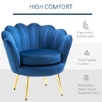 HOMCOM Eleganter Akzentstuhl aus Samtstoff/Freizeitsessel mit goldfarbenen Metallbeinen für das Wohnzimmer – 29.5 x 24.75 x 28.75