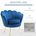 HOMCOM Eleganter Akzentstuhl aus Samtstoff/Freizeitsessel mit goldfarbenen Metallbeinen für das Wohnzimmer – 29.5 x 24.75 x 28.75