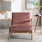 Kreindy moderner Mid-Century-Sessel aus Samt und Holz