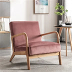 Kreindy moderner Mid-Century-Sessel aus Samt und Holz