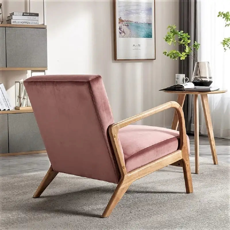 Kreindy moderner Mid-Century-Sessel aus Samt und Holz