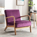 Kreindy moderner Mid-Century-Sessel aus Samt und Holz