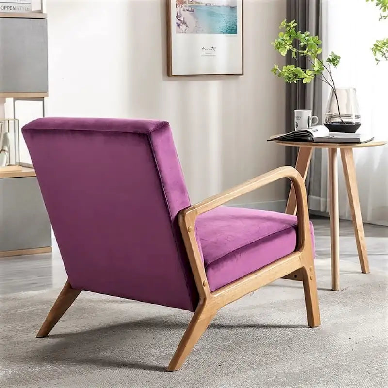 Kreindy moderner Mid-Century-Sessel aus Samt und Holz