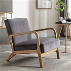 Kreindy moderner Mid-Century-Sessel aus Samt und Holz