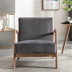 Kreindy moderner Mid-Century-Sessel aus Samt und Holz