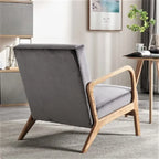 Kreindy moderner Mid-Century-Sessel aus Samt und Holz