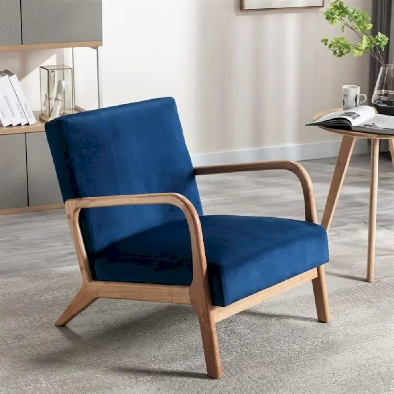 Kreindy moderner Mid-Century-Sessel aus Samt und Holz