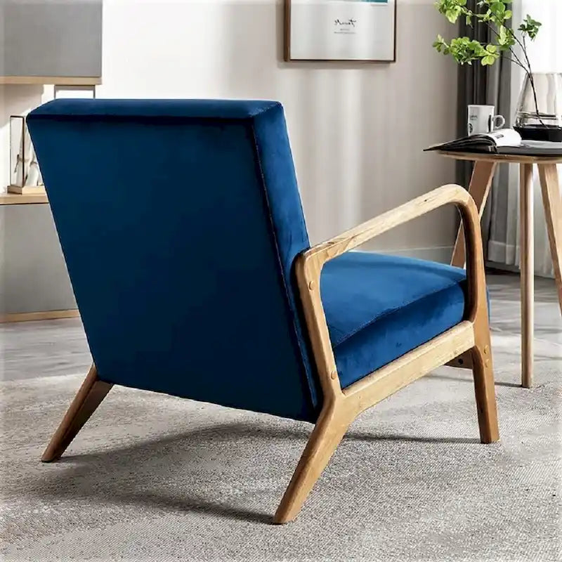 Kreindy moderner Mid-Century-Sessel aus Samt und Holz