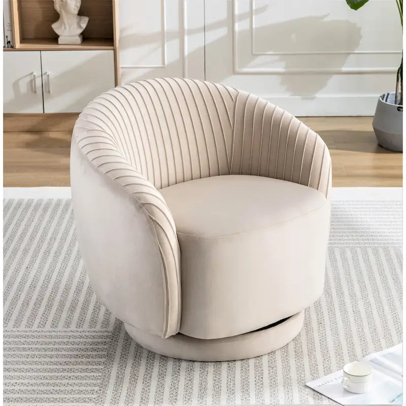 Sillón pequeño tipo barril giratorio de terciopelo Milvo