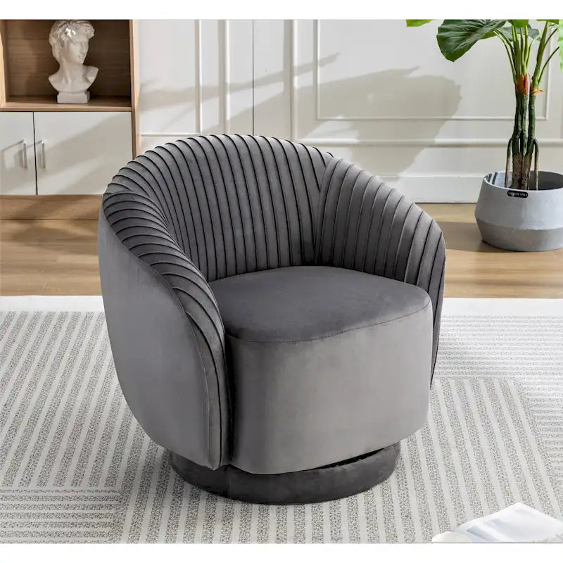 Sillón pequeño tipo barril giratorio de terciopelo Milvo