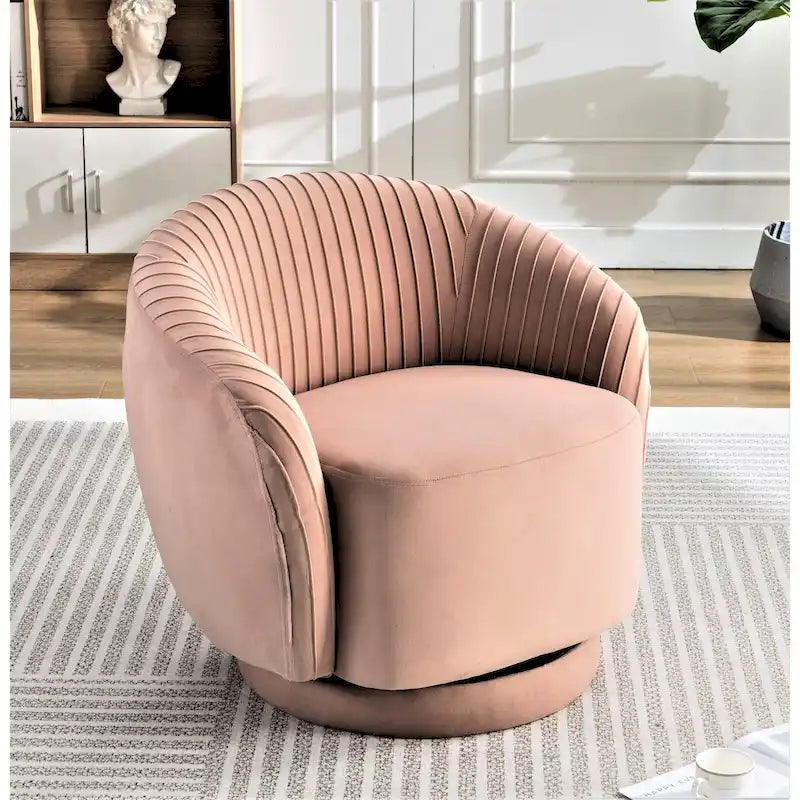 Sillón pequeño tipo barril giratorio de terciopelo Milvo