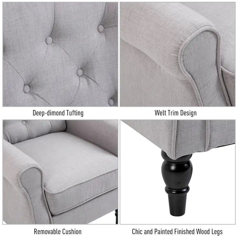 HOMCOM Copper Grove Guanta Tufted Wood Leg Accent Chair
