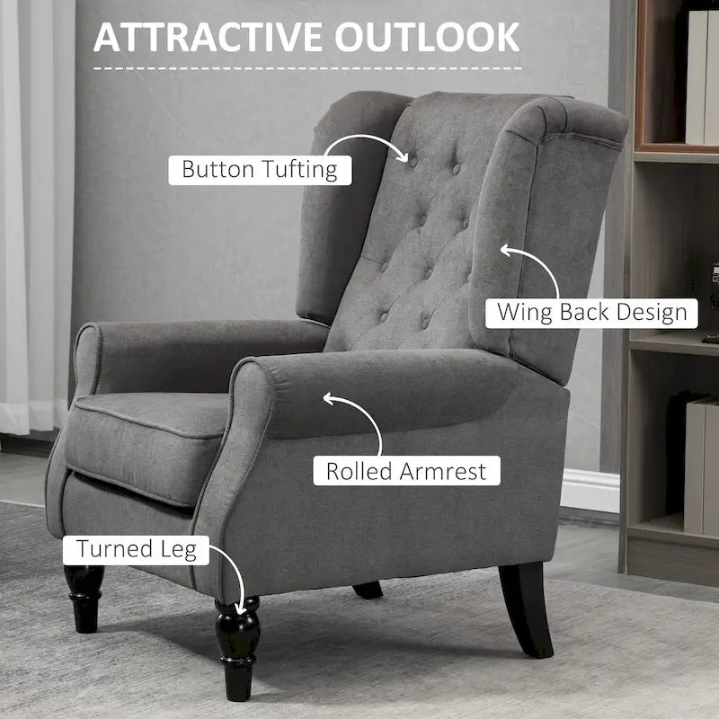 HOMCOM Copper Grove Guanta Tufted Wood Leg Accent Chair