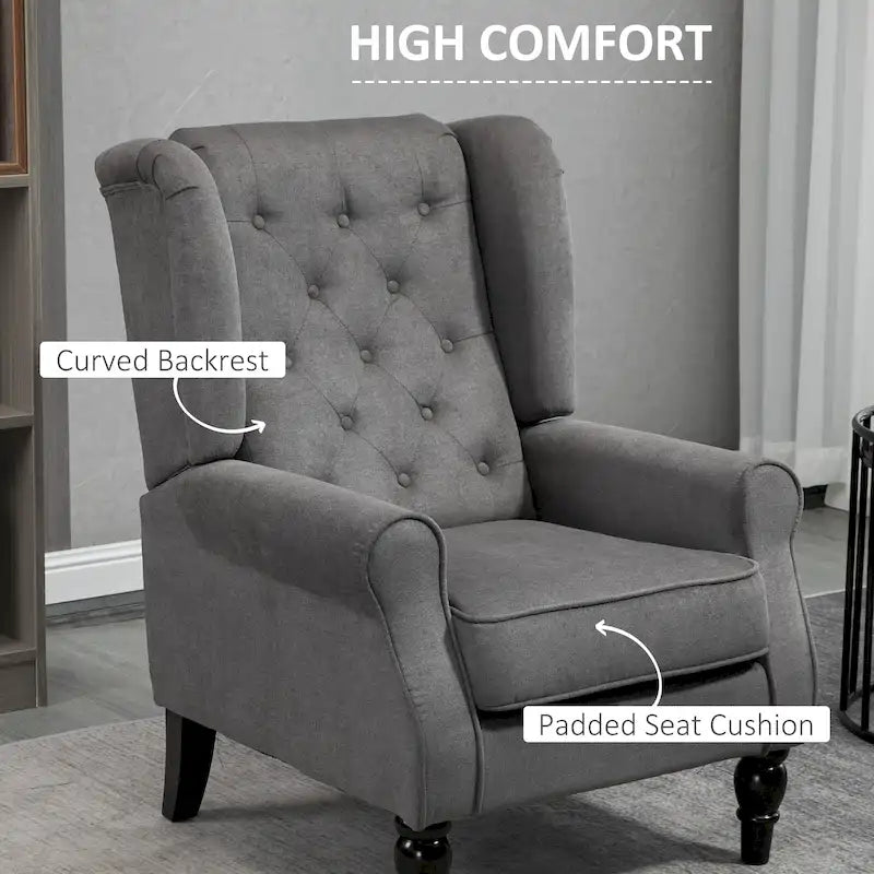 HOMCOM Copper Grove Guanta Tufted Wood Leg Accent Chair