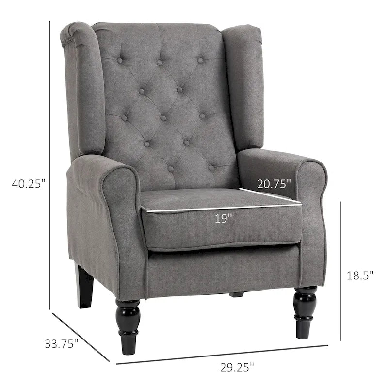 HOMCOM Copper Grove Guanta Tufted Wood Leg Accent Chair