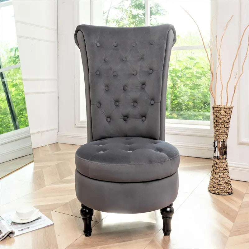 Silla de tocador de respaldo alto de terciopelo Gosser de US Pride Furniture, de 20 pulgadas de ancho