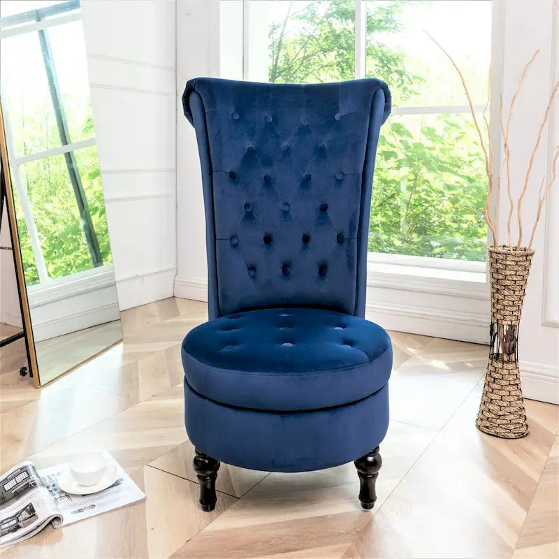 Silla de tocador de respaldo alto de terciopelo Gosser de US Pride Furniture, de 20 pulgadas de ancho