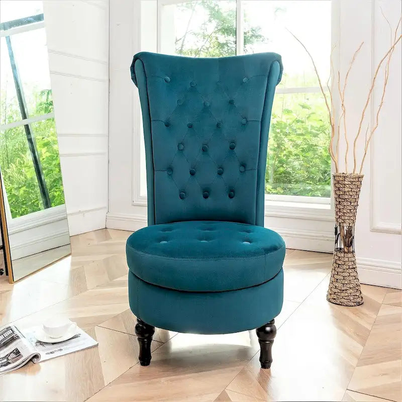 Silla de tocador de respaldo alto de terciopelo Gosser de US Pride Furniture, de 20 pulgadas de ancho