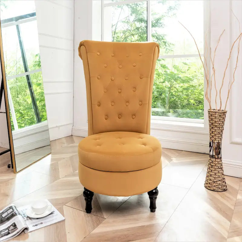 Silla de tocador de respaldo alto de terciopelo Gosser de US Pride Furniture, de 20 pulgadas de ancho