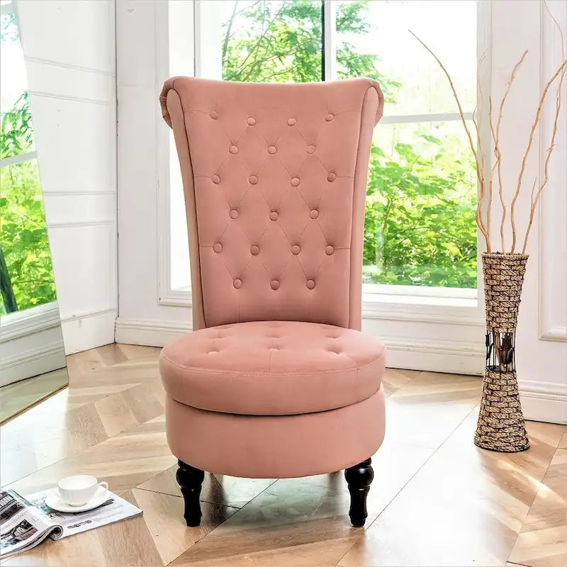Silla de tocador de respaldo alto de terciopelo Gosser de US Pride Furniture, de 20 pulgadas de ancho