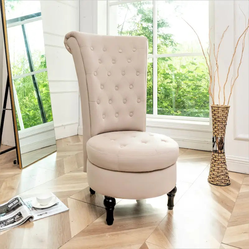 Silla de tocador de respaldo alto de terciopelo Gosser de US Pride Furniture, de 20 pulgadas de ancho