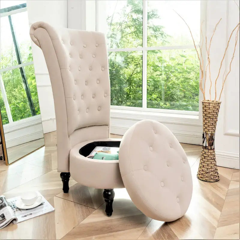 Silla de tocador de respaldo alto de terciopelo Gosser de US Pride Furniture, de 20 pulgadas de ancho
