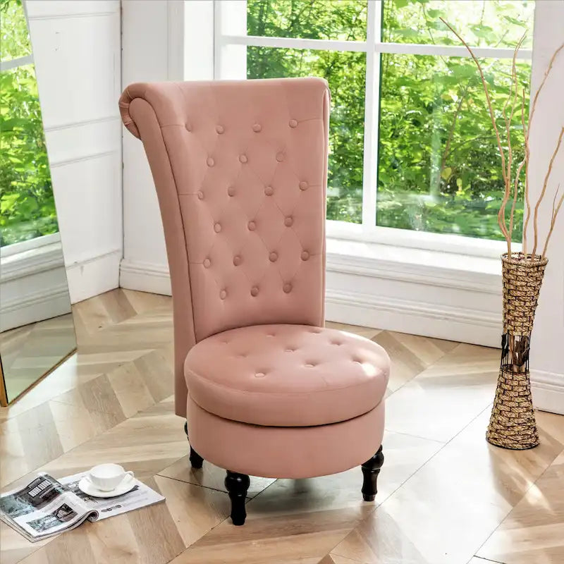 Silla de tocador de respaldo alto de terciopelo Gosser de US Pride Furniture, de 20 pulgadas de ancho