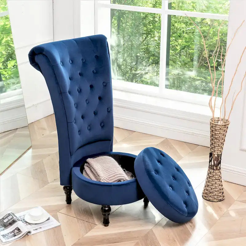 Silla de tocador de respaldo alto de terciopelo Gosser de US Pride Furniture, de 20 pulgadas de ancho