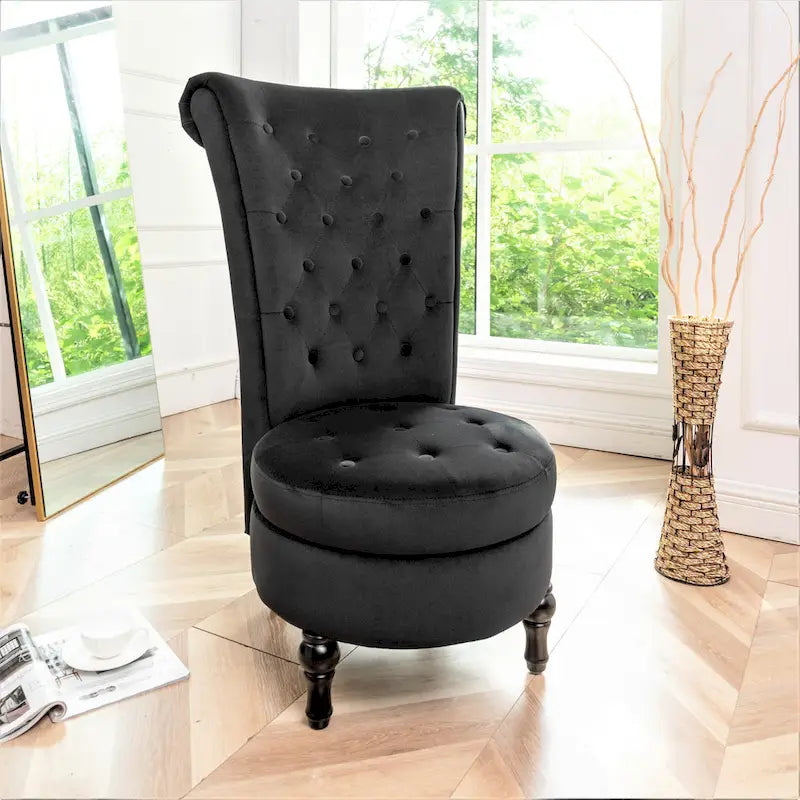 Silla de tocador de respaldo alto de terciopelo Gosser de US Pride Furniture, de 20 pulgadas de ancho