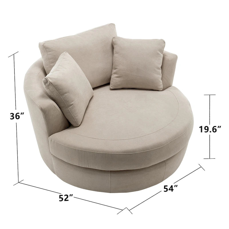 54 cm brede elegante ronde draaibare kuipstoel, anderhalve stoel