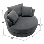 54 cm brede elegante ronde draaibare kuipstoel, anderhalve stoel