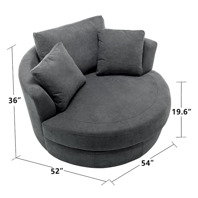 54 cm brede elegante ronde draaibare kuipstoel, anderhalve stoel