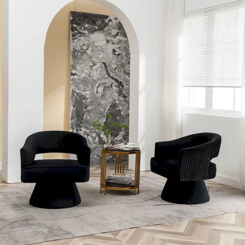 Juego de 2 sillones tipo barril decorativos giratorios 360 grados, modernos, de terciopelo, de SEYNAR, para la sala de estar