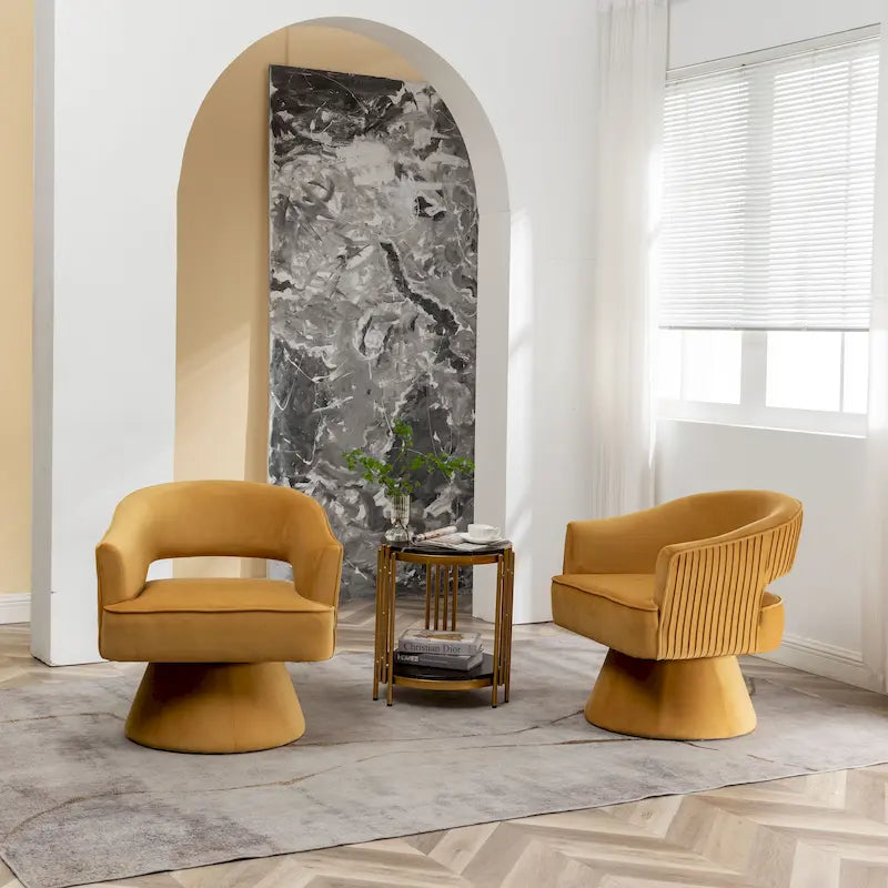 Juego de 2 sillones tipo barril decorativos giratorios 360 grados, modernos, de terciopelo, de SEYNAR, para la sala de estar