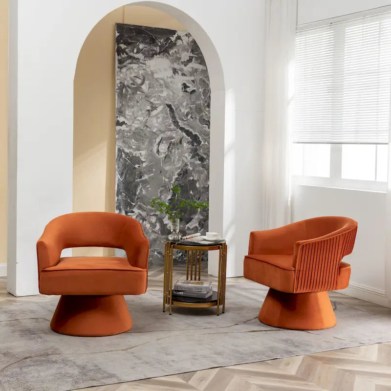 Juego de 2 sillones tipo barril decorativos giratorios 360 grados, modernos, de terciopelo, de SEYNAR, para la sala de estar