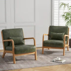 2 Set Upholstered Lounge Arm Chair with Pillow - Set of 2