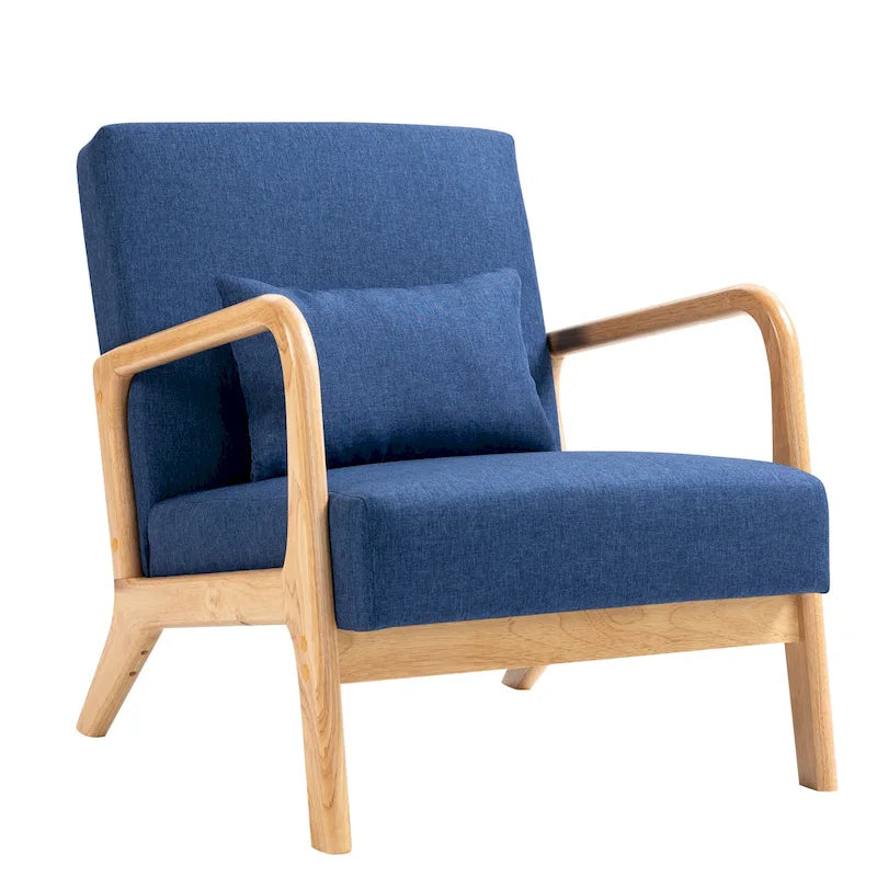 2 Set Upholstered Lounge Arm Chair with Pillow - Set of 2