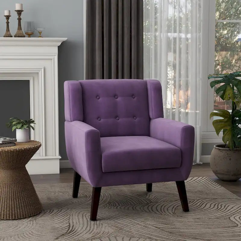 Sillón tapizado de terciopelo, sillón decorativo capitoné
