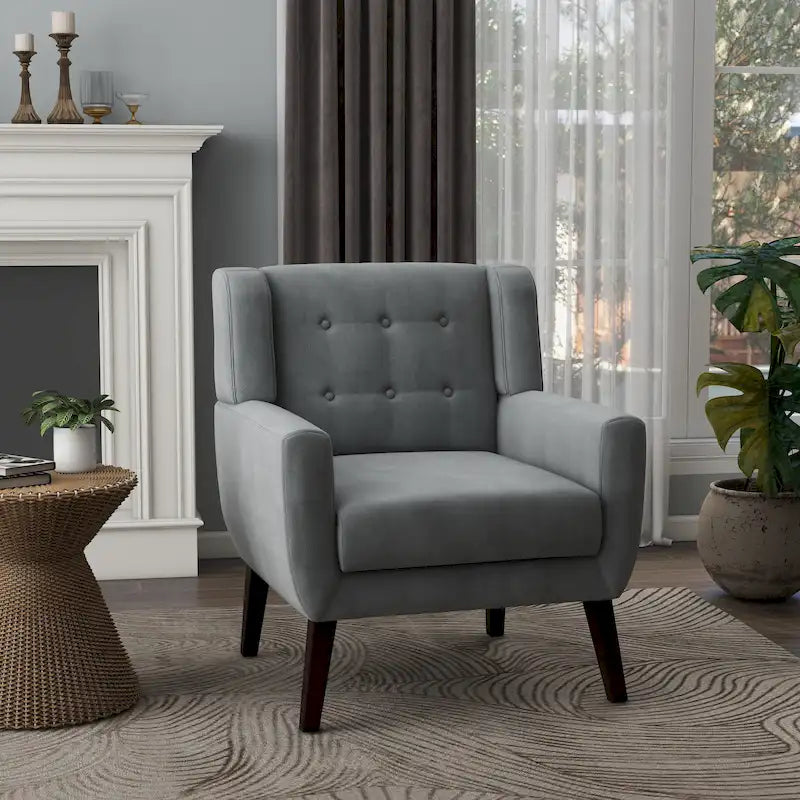 Sillón tapizado de terciopelo, sillón decorativo capitoné