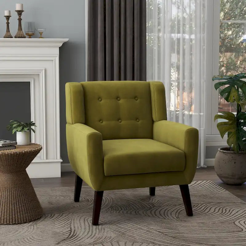 Sillón tapizado de terciopelo, sillón decorativo capitoné