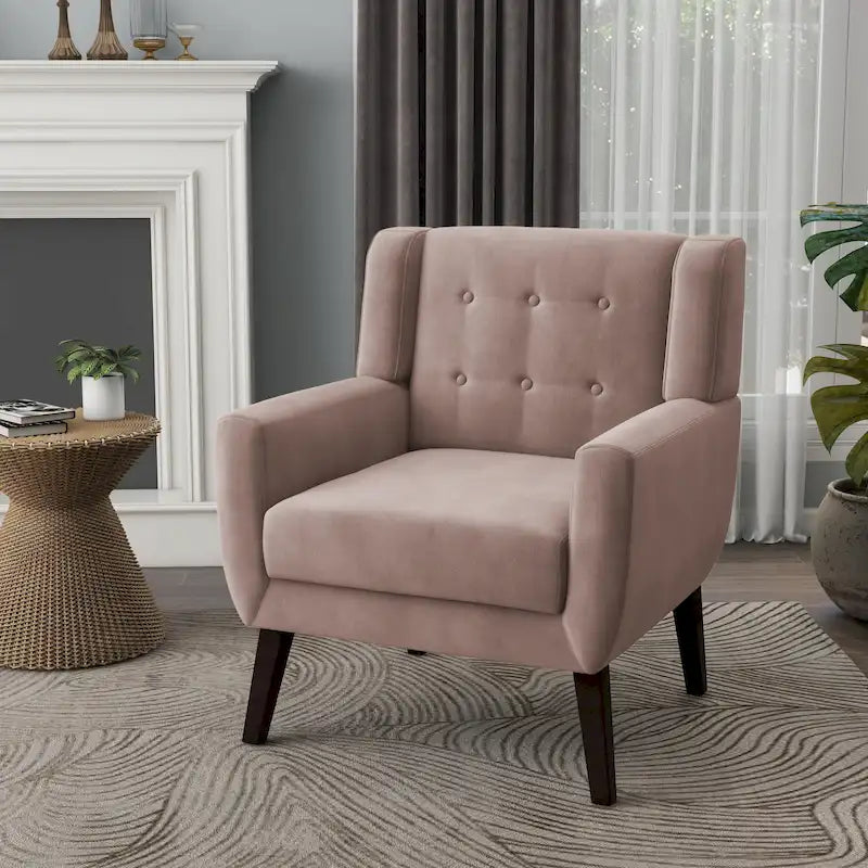 Sillón tapizado de terciopelo, sillón decorativo capitoné