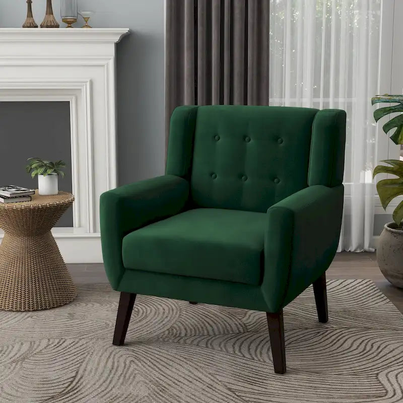 Sillón tapizado de terciopelo, sillón decorativo capitoné