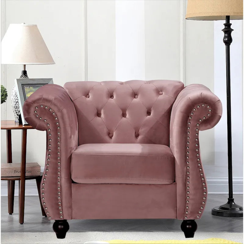 Sillón Chesterfield elegante de terciopelo Kemos