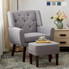 HUIMO Fabric Arm Chair Accent Chair and Ottoman Set Grey/ Beige/ Blue/ Dark Teal