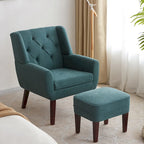 HUIMO Fabric Arm Chair Accent Chair and Ottoman Set Grey/ Beige/ Blue/ Dark Teal