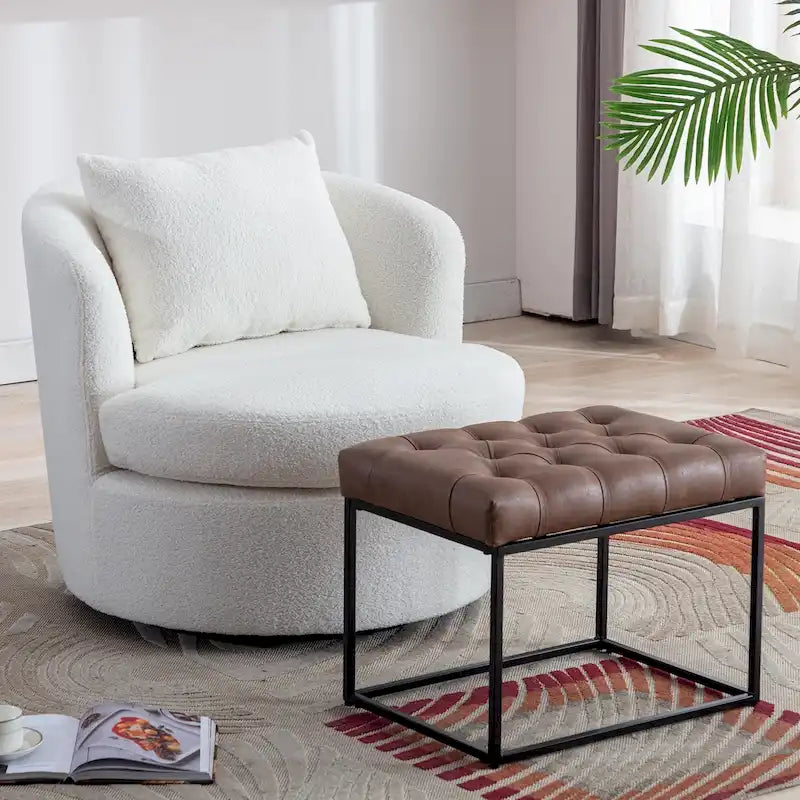 Sillón estilo barril giratorio con tela de lana de cordero