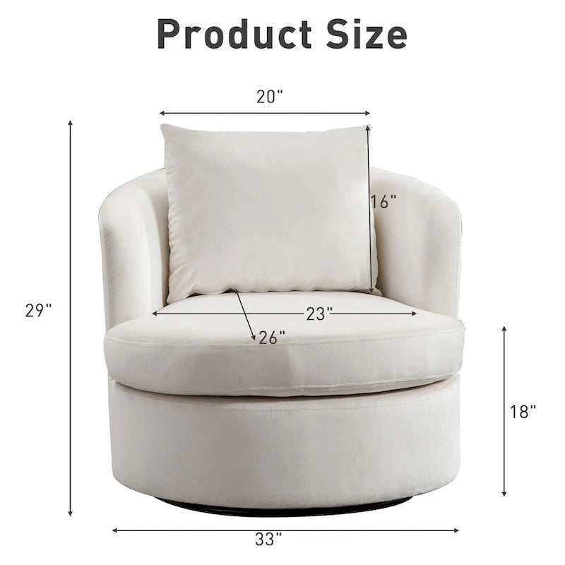 Swivel Barrel Chair with Lamb Wool Fabric